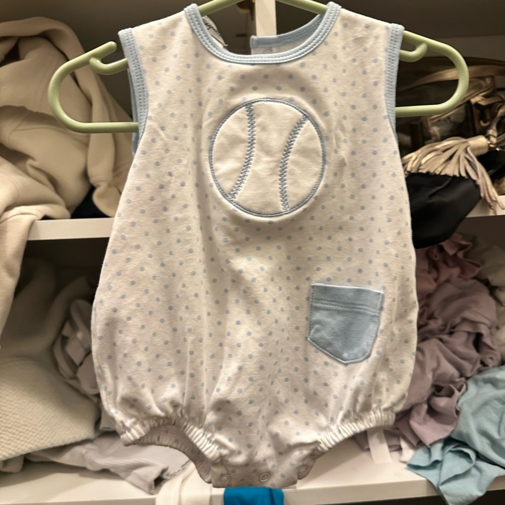 Magnolia Baby Blue and White Polka Dot Outfit
